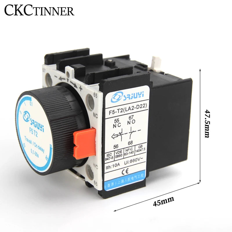 LA2-D22 Time Delay Auxiliary Contact Module NO+NC Silver Point Delay Contact Module Axl LA2-D22