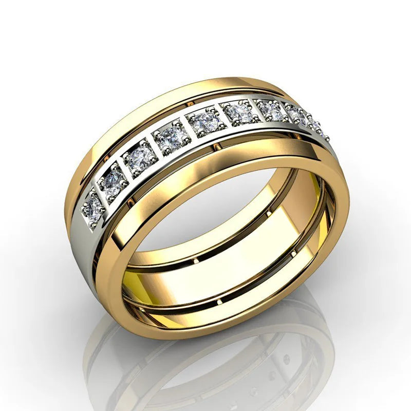 Huitan CZ Eternity Couple Wedding Band Ring – Sizes 5–14 Wedding Band Ring Axl