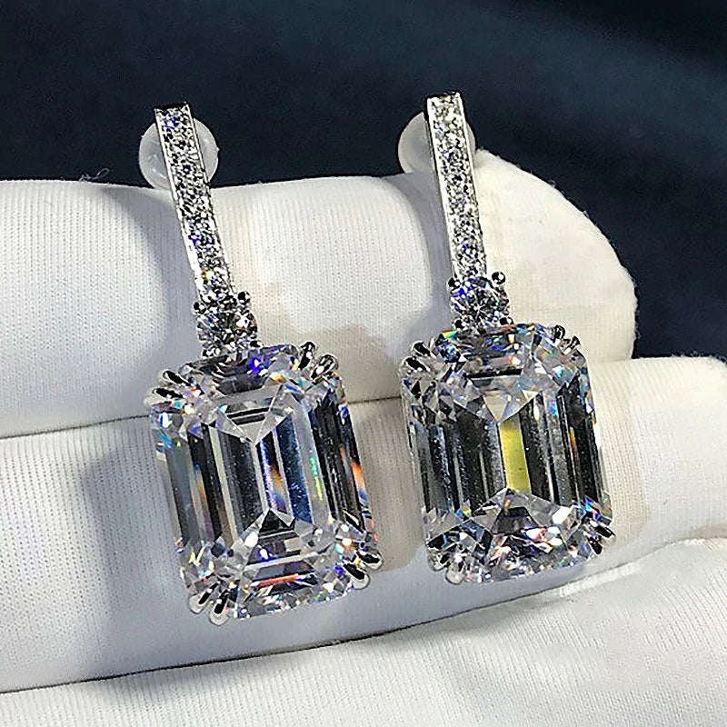 Huitan Square Crystal Drop Earrings | AAA Cubic Zirconia Crystal Drop Earrings Axl E1432