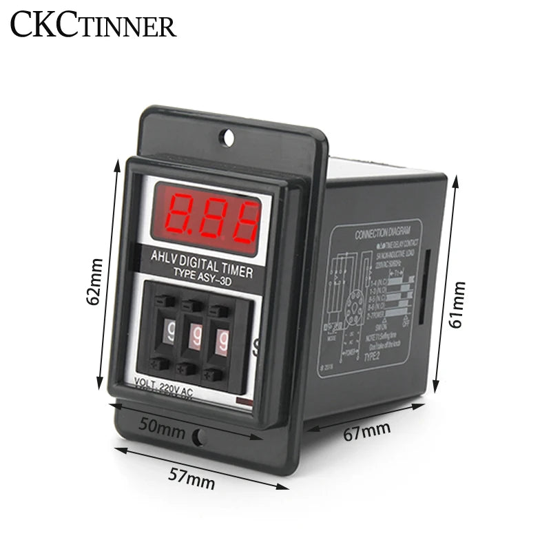 ASY-3D Digital Delay Timer Relay 8-Pin | 12V–220V Programmable Digital Timer Relay Axl