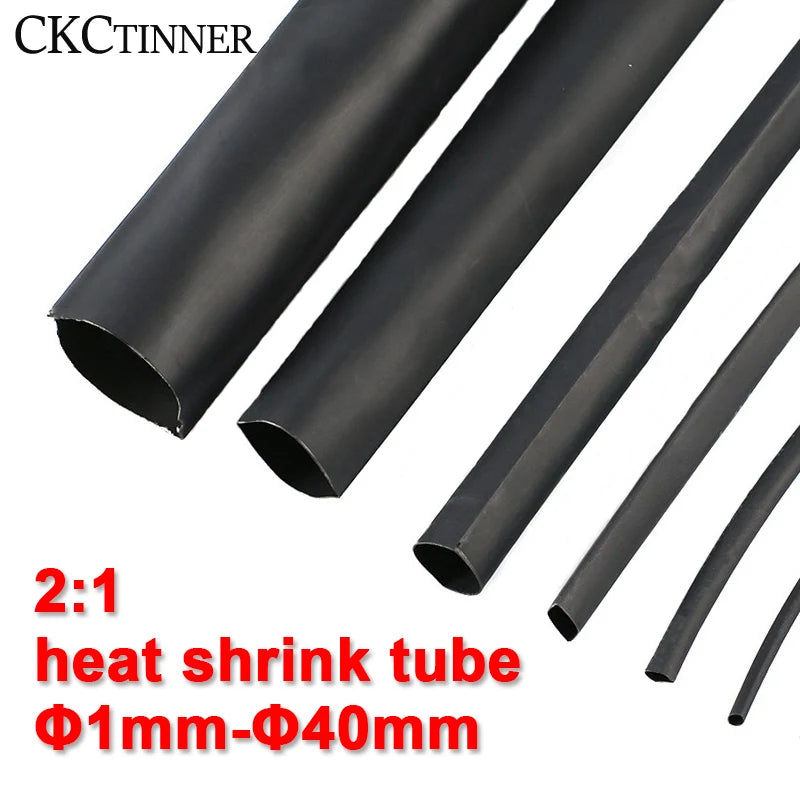 Black Heat Shrink Tubing 2:1 | 1mm–40mm Wire Wrap Sleeve Heat Shrink Tubing Axl 4mm 5m