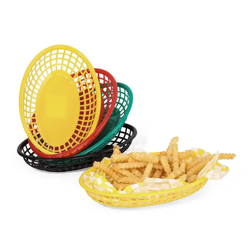 Reusable Plastic Oval Food Serving Baskets – 6, 10 or 24 Pack Food Serving Basket Axl 10pcs Yellow