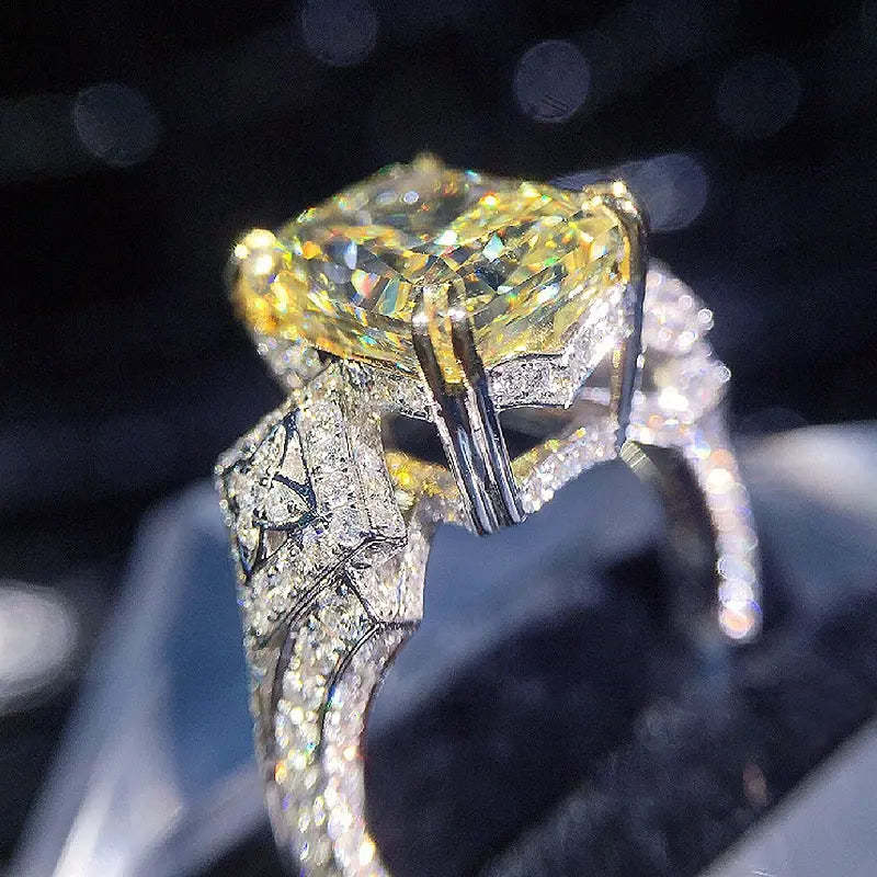 Huitan Yellow Cubic Zirconia Square Ring – Women's Fashion Fashion CZ Ring Axl