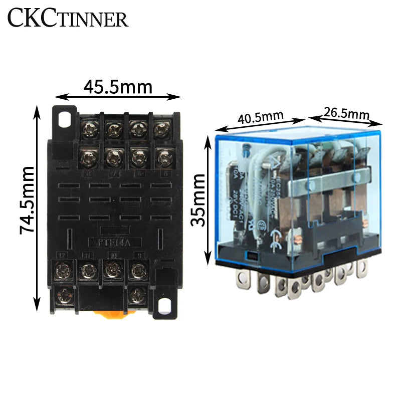 HH64P LY4NJ 10A Electromagnetic Relay 14-Pin & PTF14A Socket Electromagnetic Relay Axl