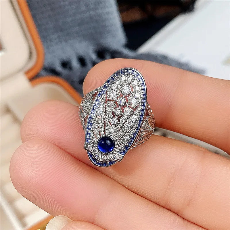 Huitan Women's Cubic Zirconia Geometric Ring – Brass Band Fashion Ring Axl