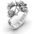Huitan Crystal Flower Ring – Cubic Zirconia Statement Ring Fashion Ring Axl WHITE Silver Plated 9