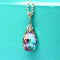 Huitan Colorful Water Drop CZ Pendant Necklace | Party Jewelry Pendant Necklace Axl XL331 45cm
