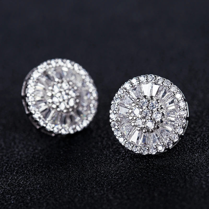 Huitan Round CZ Stud Earrings – Cubic Zirconia Women's Studs CZ Stud Earrings Axl