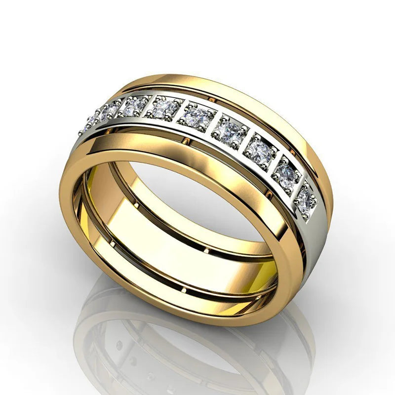 Huitan CZ Eternity Couple Wedding Band Ring – Sizes 5–14 Wedding Band Ring Axl