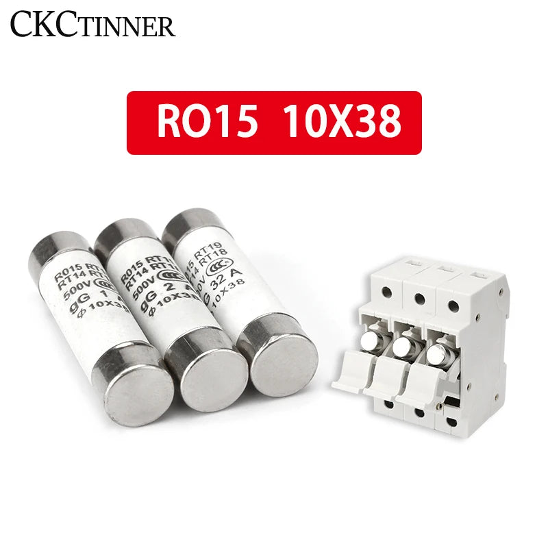 10Pcs Ceramic Fast-Blow Fuse 10x38mm 500V RO15 RT14 RT18 Ceramic Fuse Axl