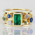 Huitan Vintage Geometric Women's Ring – Cubic Zirconia Fashion Ring Axl MULTI Gold-color 6