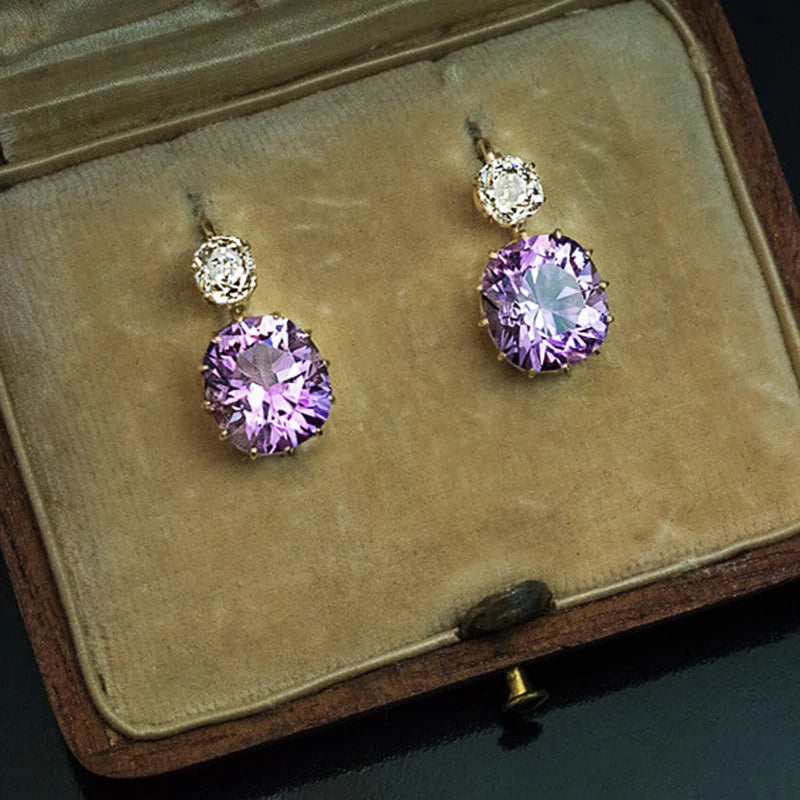 Huitan Purple Drop Earrings – Cubic Zirconia for Women Drop Earrings Axl