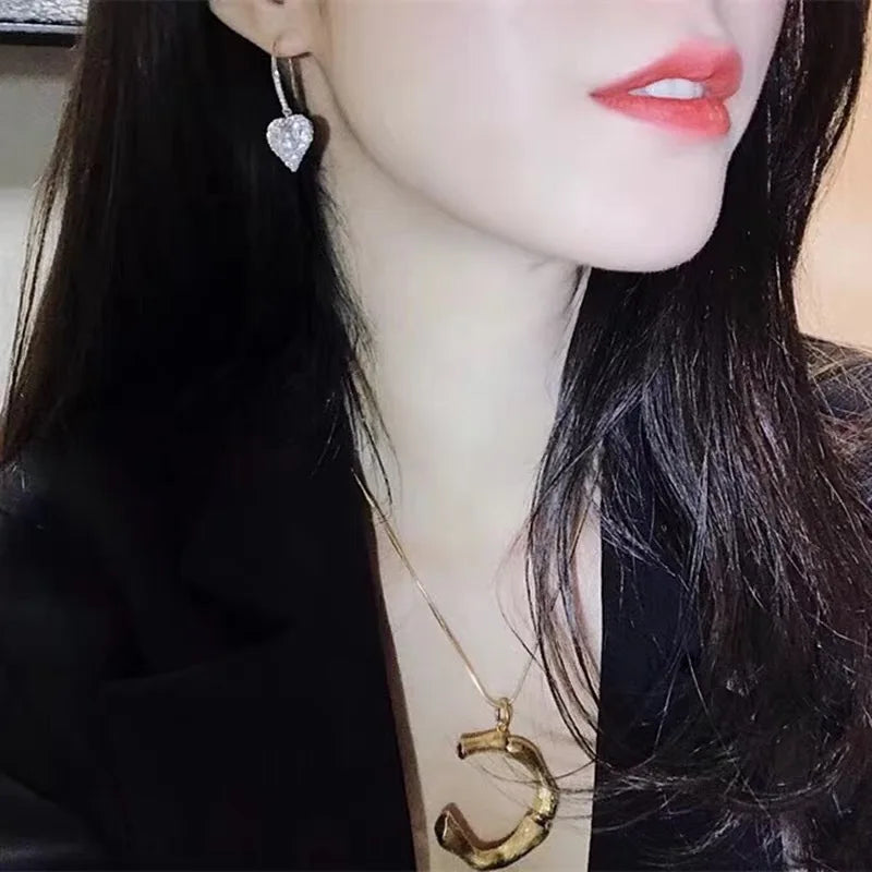 Huitan Heart CZ Drop Earrings | Women's Wedding Jewelry CZ Drop Earrings Axl
