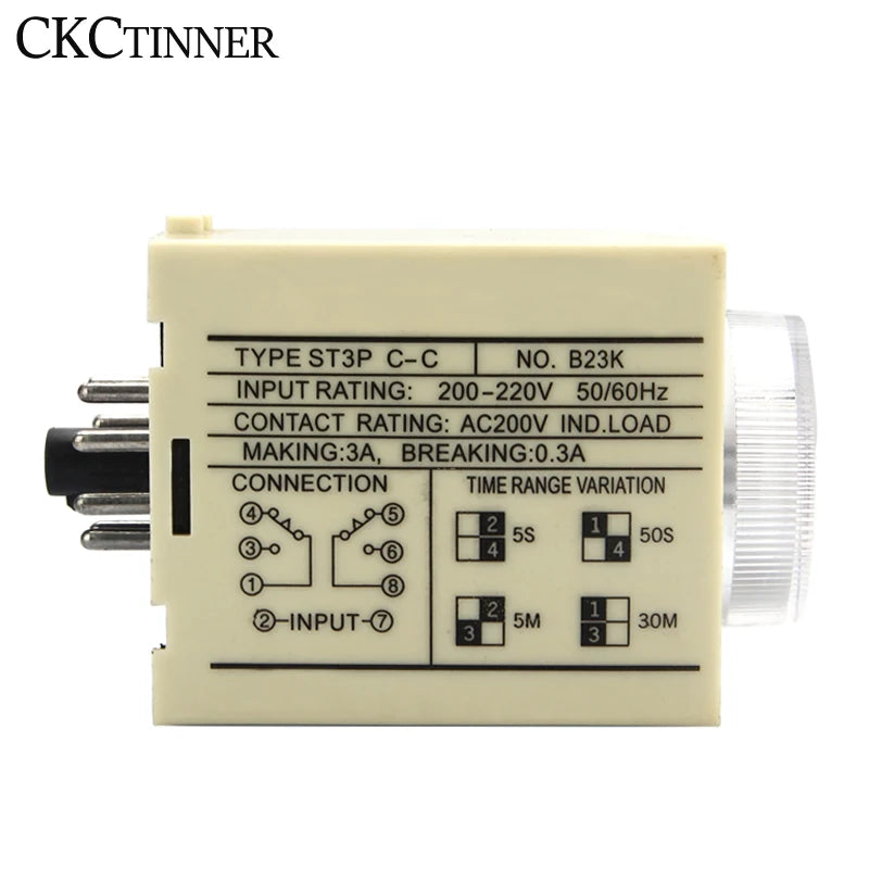 ST3P Power-On Delay Time Relay | 8-Pin | AC/DC Multi-Voltage Time Delay Relay Axl