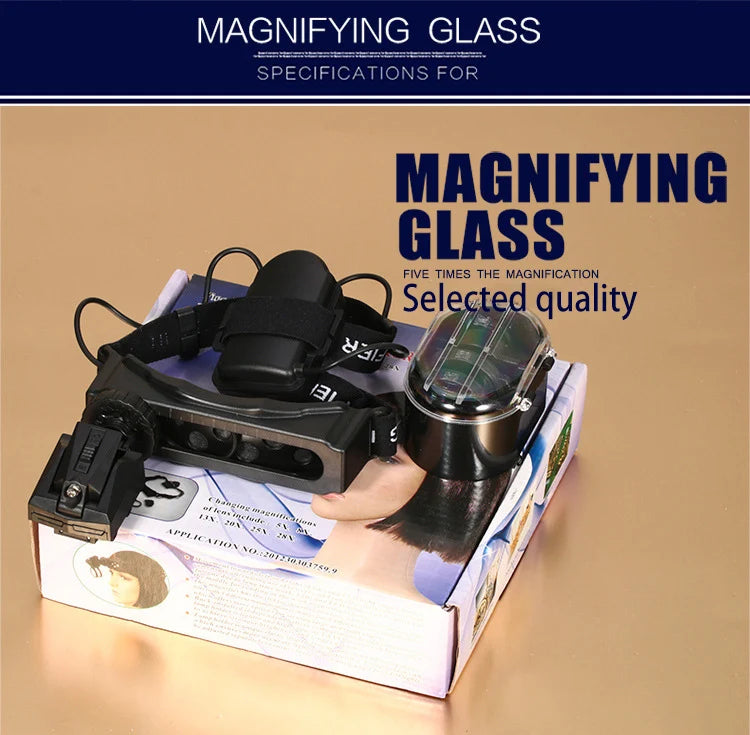 LED Head Magnifier Glasses 5x–20x – Wearable Loupe with Light Head Magnifier Loupe Axl