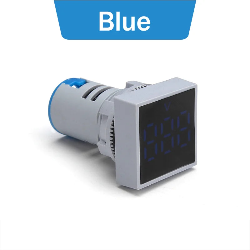 22mm LED Digital Panel Voltmeter AC 12–500V | 5 LED Colors Digital Panel Voltmeter Axl Blue