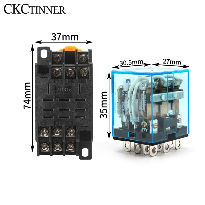 HH63P LY3NJ 10A Electromagnetic Relay + PTF11A Socket Base Electromagnetic Relay Axl