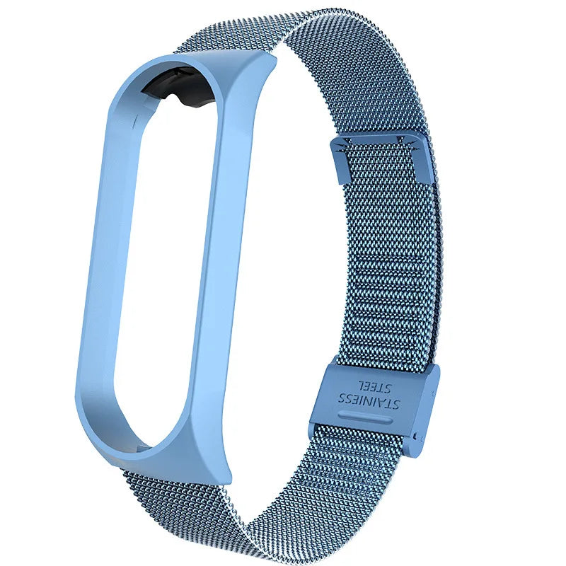 Metal Strap for Xiaomi Mi Band 3 4 5 6 7 – Stainless Steel Smartwatch Band Axl Light blue For Mi Band 5 6