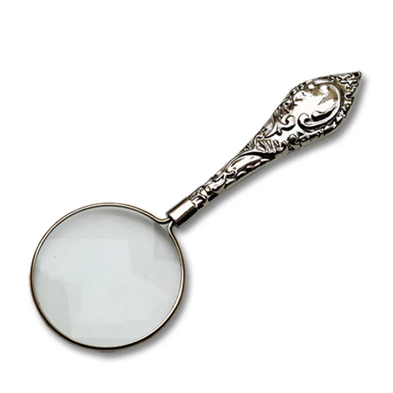 5X Handheld Magnifying Glass – Metal Carved Loupe for Reading & Crafts Handheld Magnifying Glass Axl