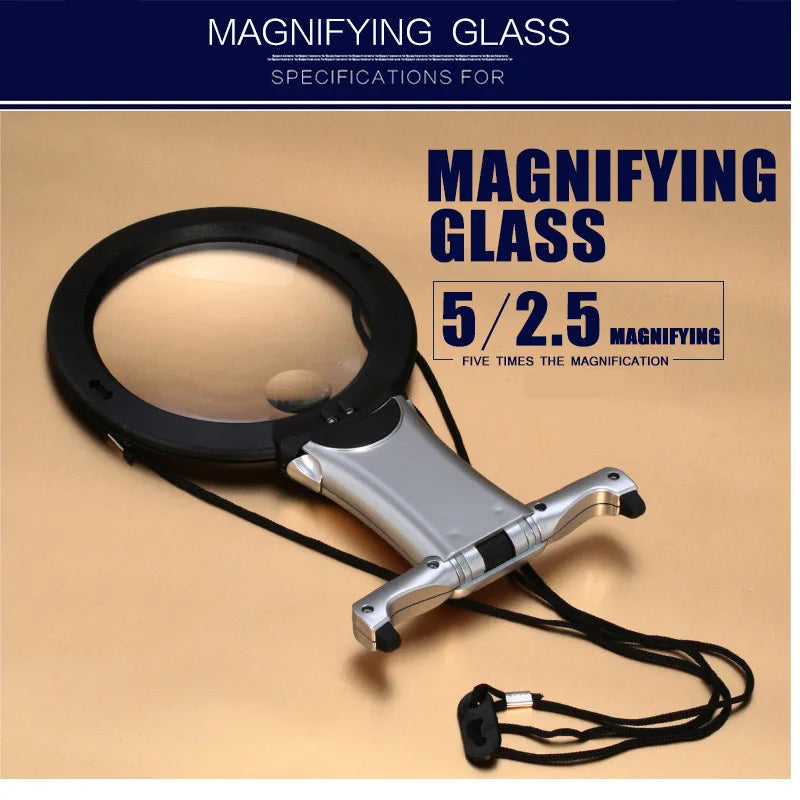 Hands-Free LED Magnifier Loupe 5X 2.5X Neck Wear Reading Glass LED Magnifier Loupe Axl
