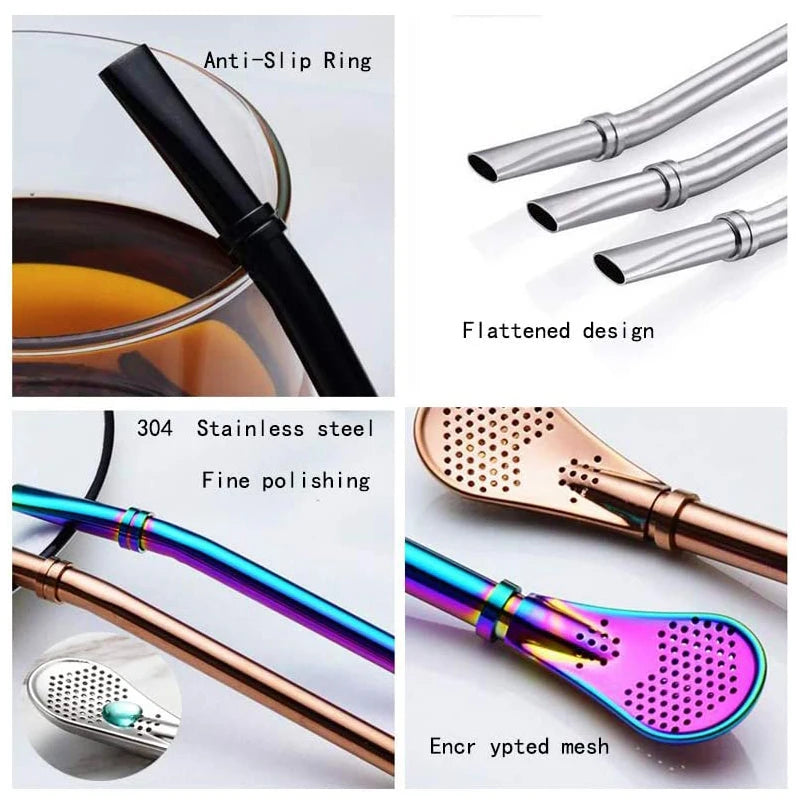 2-Pack Yerba Mate Bombilla Stainless Steel Straw & Tea Filter Mate Bombilla Straw Axl
