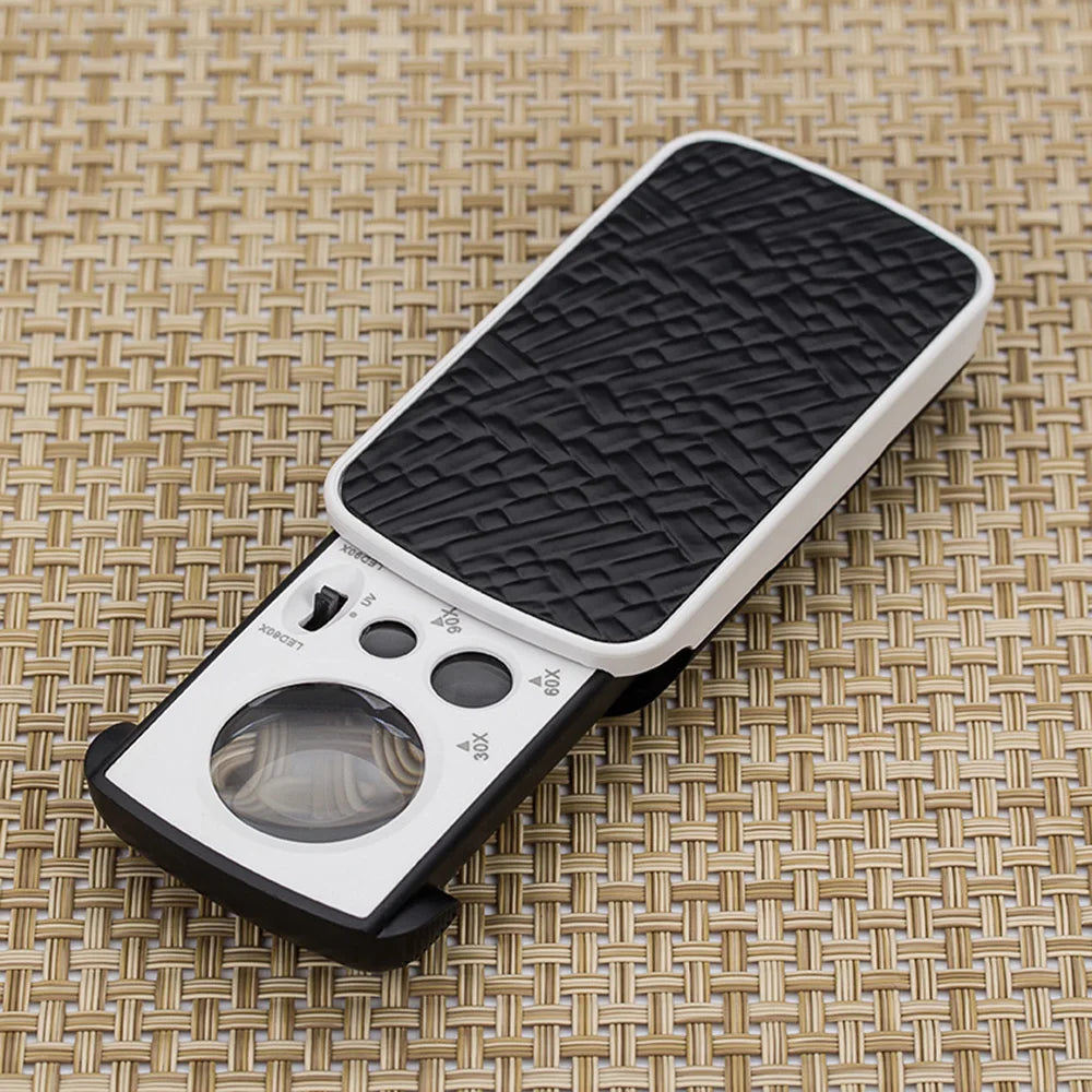 Pocket Jeweler Loupe 30/60/90x LED UV Magnifier Loupe Jeweler Loupe Magnifier Axl