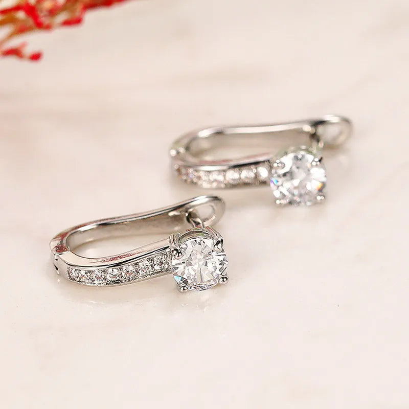 Huitan U Hoop Earrings – Cubic Zirconia Crystal for Women Hoop Earrings Axl