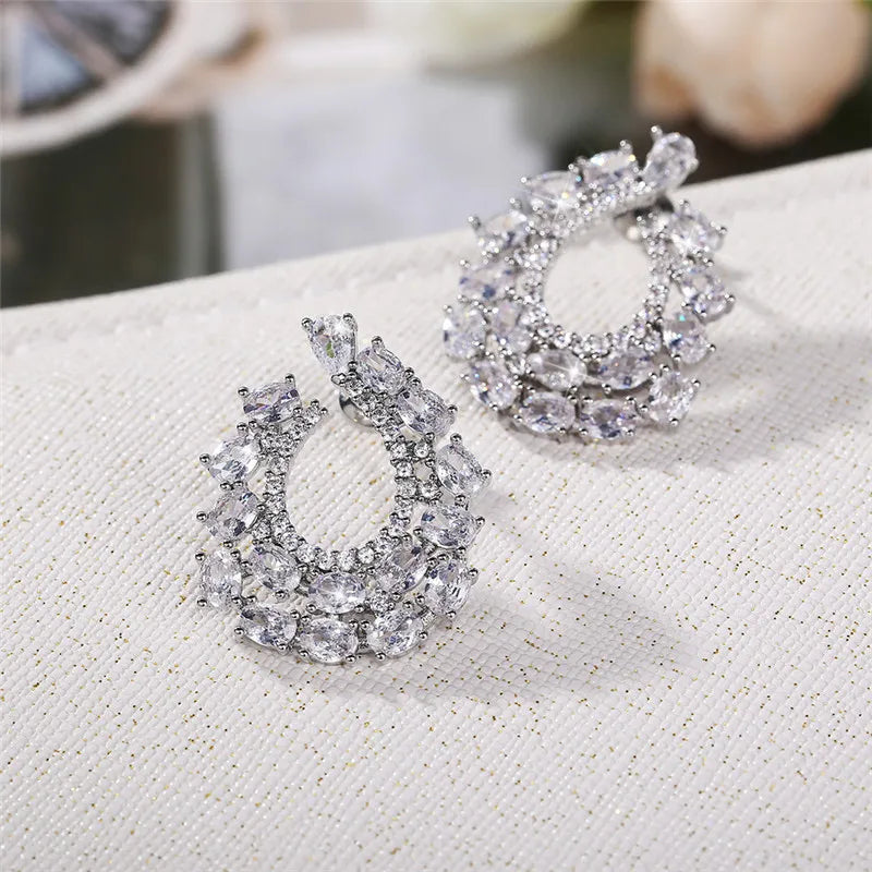 Huitan CZ Stud Earrings – Bridal, Wedding & Daily Wear Crystal Stud Earrings Axl