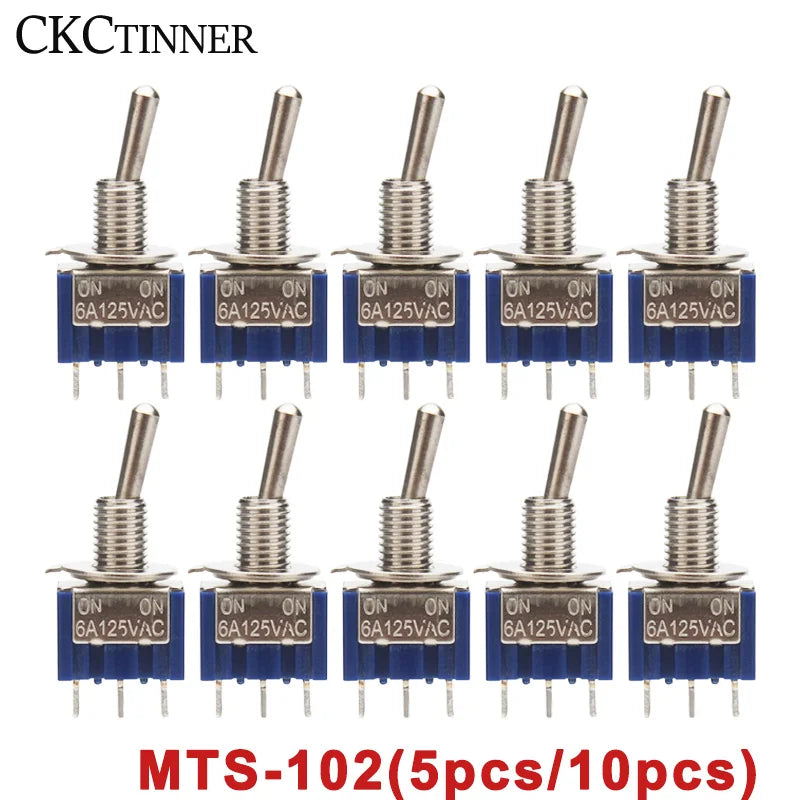 MTS-102 SPDT Toggle Switch 6A 125V 6mm 3-Pin | 5 or 10 Pack Toggle Switch Axl 10pcs