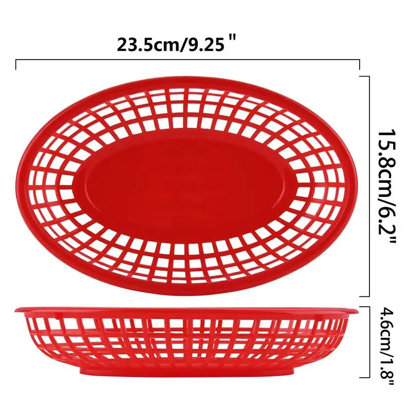 Reusable Plastic Oval Food Serving Baskets – 6, 10 or 24 Pack Food Serving Basket Axl