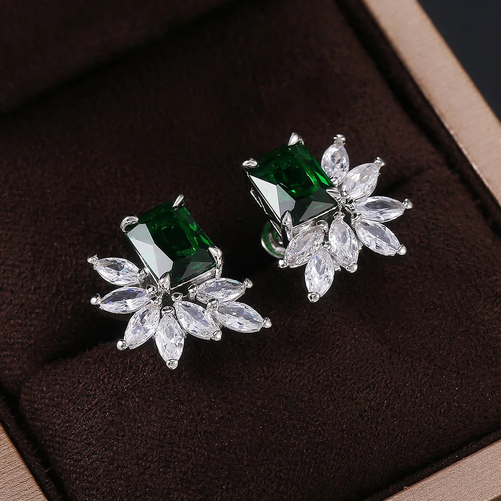 Huitan CZ Stud Earrings – Red, Green & Blue Cubic Zirconia CZ Stud Earrings Axl