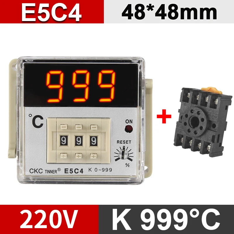 E5C4 Digital Temperature Controller 0-399°C K Type/PT100 220V Temperature Controller Axl E5C4 K 999