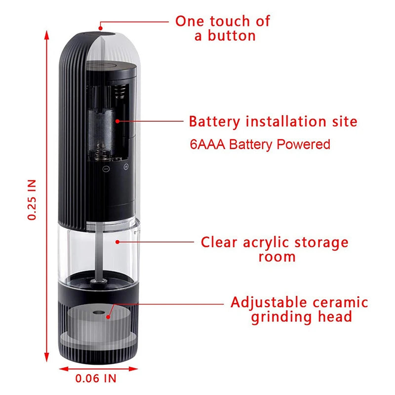 KEMORELA Electric Salt & Pepper Grinder – Adjustable Spice Mill Electric Spice Grinder Axl