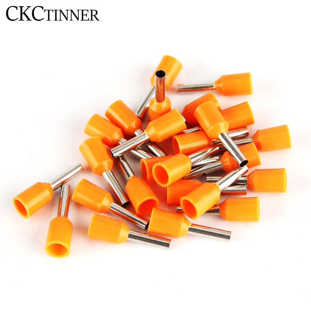 100 Pcs Insulated Ferrule Terminals – Crimp Cord End Connectors Wire Ferrule Terminals Axl orange E4009