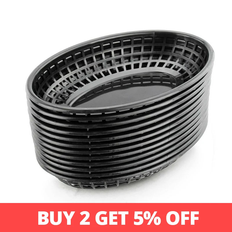 Oval Plastic Food Baskets 6–12 Pcs | Restaurant Serving Trays Food Serving Baskets Axl