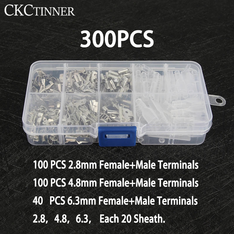300PCS Insulated Crimp Terminal Kit – 2.8/4.8/6.3mm Connectors Crimp Terminal Kit Axl
