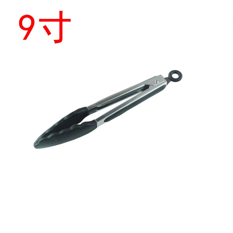 Silicone Kitchen Tongs Set – 7, 9 & 12 Inch BBQ Cooking Tongs Kitchen Cooking Tongs Axl 9 inch Black