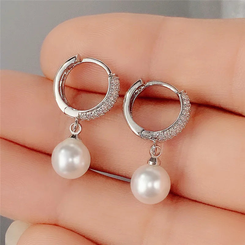 Huitan Simulated Pearl Dangle Earrings – Elegant Drop Earrings Pearl Drop Earrings Axl