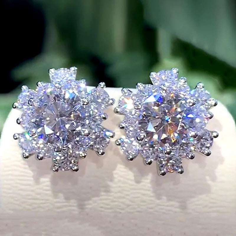 Huitan Flower Stud Earrings – Cubic Zirconia Crystal for Women Stud Earrings Axl