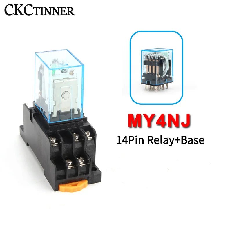 HH54P MY4NJ 14-Pin Electromagnetic Relay + PYF14A Socket Base Electromagnetic Relay Axl AC 12V