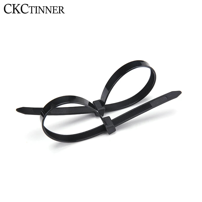 100PCS Nylon Cable Ties Self-Locking Black Zip Tie Organiser Nylon Cable Ties Axl