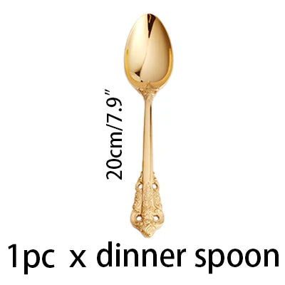 Gold Plated Stainless Steel Cutlery | Vintage Wedding Flatware Gold Plated Flatware Axl 20cm Dinner spoon