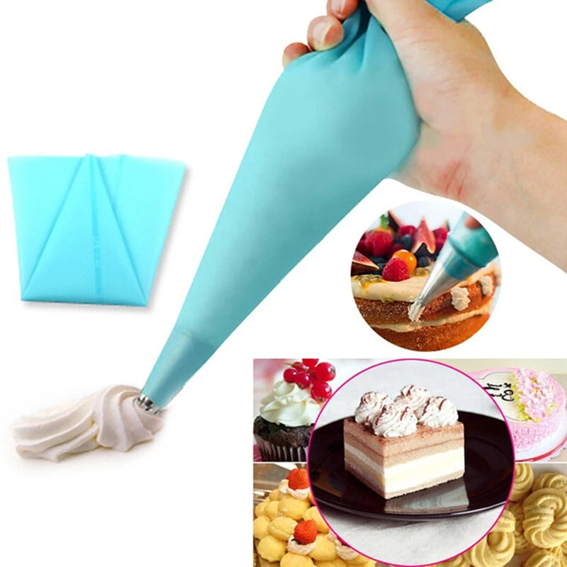 Silicone Piping Bag & 6 Nozzle Cake Decorating Set – 8 Piece Cake Decorating Set Axl