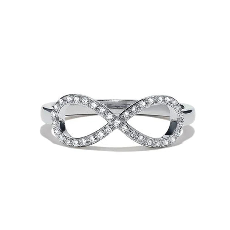 Huitan Infinity Ring Women – Cubic Zirconia Figure-8 Band Fashion Ring Axl