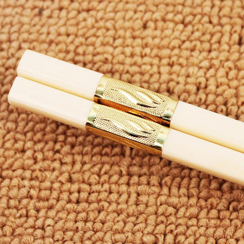5 Pairs Korean Square Chopsticks – Reusable Alloy White Gold Reusable Chopstick Set Axl