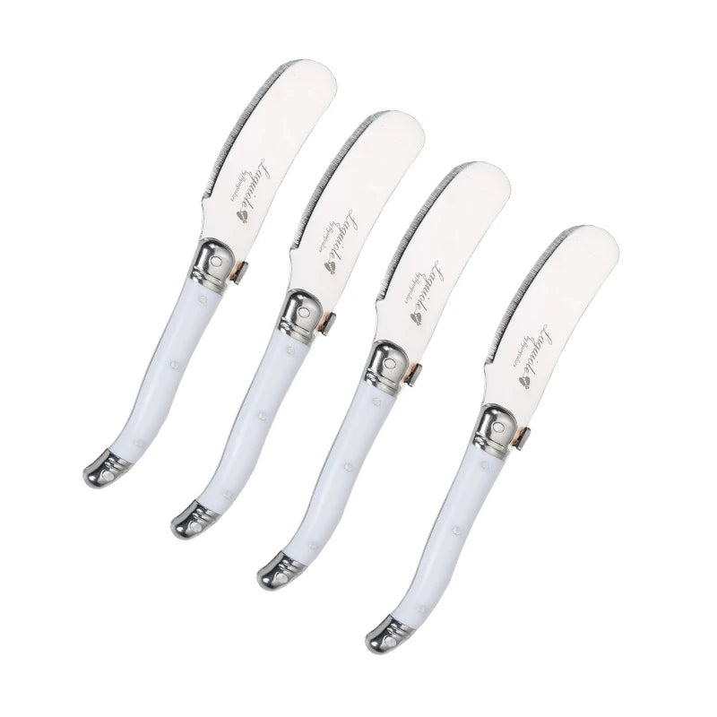 Laguiole-Style Butter & Cheese Spreader Set 4-6 Pcs | Rainbow Cheese Spreader Set Axl 4pcs White