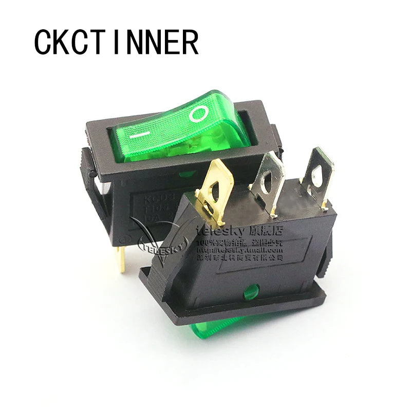 KCD3 Rocker Switch 15A–30A 250V 3-Pin | 6 Colors Rocker Switch Axl Black Green