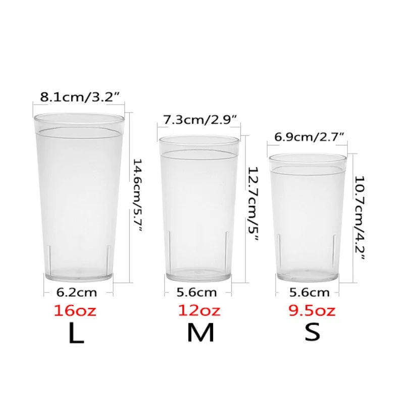 6-Pack Clear Plastic Tumblers 9.5/12/16 oz – Reusable Cups Plastic Tumblers Set Axl