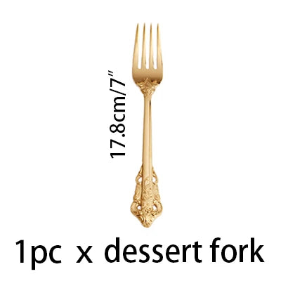 Gold Plated Stainless Steel Cutlery | Vintage Wedding Flatware Gold Plated Flatware Axl 17.8 Dessert fork