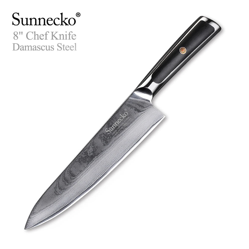 Sunnecko Damascus Steel Chef Knife Set – 73-Layer VG10 1–8pc Damascus Knife Set Axl 8 Inch Chef Knife China Mainland